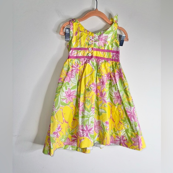 Vintage Lilly Pulitzer Dress Girl’s Garden Vista Jungle Elephant Yellow - Picture 2 of 7